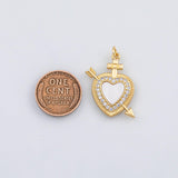 18K Gold PVD Heart with arrow charm mother of pearl shell charm - Tarnish Resistant