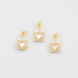 18K Gold PVD Heart charm mother of pearl shell charm - Tarnish Resistant