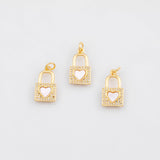 18K Gold PVD Heart charm mother of pearl shell charm - Tarnish Resistant