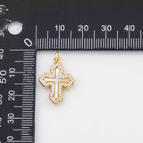 18K Gold PVD Christian Cross mother of pearl shell charm - Tarnish Resistant