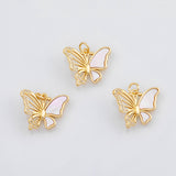 18K Gold PVD Butterfly charm with mother of pearl face - Tarnish Resistant