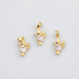 18K Gold pvd Bird charm with mother of pearl face animal charm - Tarnish Resistant