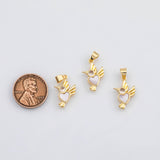 18K Gold PVD Bird charm with mother of pearl face animal charm - Tarnish Resistant