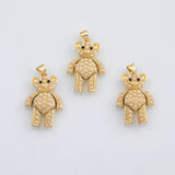 18K Gold PVD Teddy bear charm inlaid with pearls - Tarnish Resistant