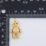 18K Gold PVD Teddy bear charm inlaid with pearls - Tarnish Resistant