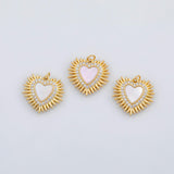 18K Gold PVD Sunburst Heart charm with mother of pearl face - Tarnish Resistant
