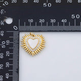 18K Gold PVD Sunburst Heart charm with mother of pearl face - Tarnish Resistant
