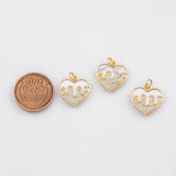 18K Gold PVD Bleeding heart charm with mother of pearl face charm - Tarnish Resistant