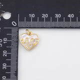 18K Gold PVD Bleeding heart charm with mother of pearl face charm - Tarnish Resistant