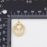 18K Gold PVD Palm tree coconut tree charm with mother of pearl face charm - Tarnish Resistant