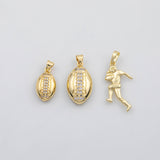 18K Gold PVD Football sports charm s Charms - Tarnish Resistant