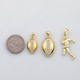 18K Gold PVD Football sports charm s Charms - Tarnish Resistant