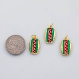 18K Gold PVD Hotdog food charm enamel charm s Charms - Tarnish Resistant