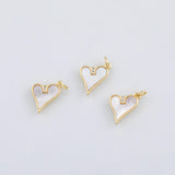 18K Gold PVD Heart charm with mother of pearl face - Tarnish Resistant