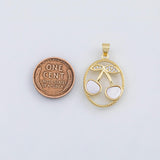 18K Gold PVD Cherry cherries fruit charm with mother of pearl face charm - Tarnish Resistant