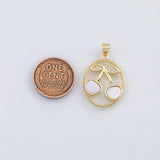 18K Gold PVD Cherry cherries fruit charm with mother of pearl face charm - Tarnish Resistant