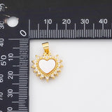 18K Gold PVD Sunburst heart charm with mother of pearl face - Tarnish Resistant