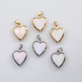 18K Gold PVD Locket heart with mother of pearl face - Tarnish Resistant