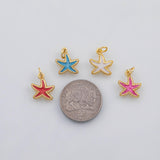 18K Gold PVD Starfish star fish enamel charm s Charms - Tarnish Resistant