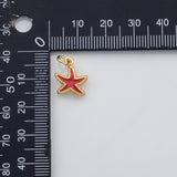 18K Gold PVD Starfish star fish enamel charm s Charms - Tarnish Resistant