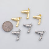 18K Gold PVD Hair dryer blow dryer charm s Charms - Tarnish Resistant