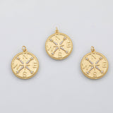 18K Gold pvd Compass charm koi gold Compass charm 22K s Charms - Tarnish Resistant