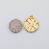 18K Gold PVD Compass charm koi gold Compass charm 22K s Charms - Tarnish Resistant