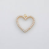 18K Gold PVD Heart pearl charm s Charms - Tarnish Resistant