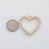 18K Gold PVD Heart pearl charm s Charms - Tarnish Resistant
