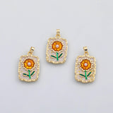 18K Gold pvd Enamel Flower charm s Charms - Tarnish Resistant