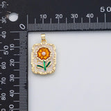 18K Gold PVD Enamel Flower charm s Charms - Tarnish Resistant