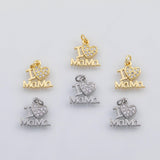 18K Gold PVD 4pcs I love mama mother's day charm s Gold Charms - Tarnish Resistant