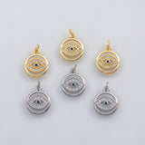 18K Gold PVD Evil eye charm with blue eye s Gold Charms - Tarnish Resistant