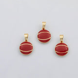 18K Gold PVD Basketball enamel sports charm Charms - Tarnish Resistant