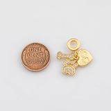 18K Gold PVD Heart Dog paw Bone Pendant, Enamel Charm - Tarnish Resistant