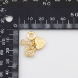 18K Gold PVD Heart Dog paw Bone Pendant, Enamel Charm - Tarnish Resistant
