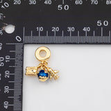 18K Gold PVD Airplane Camera Earth Pendant, Enamel Charm - Tarnish Resistant