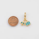 18K Gold PVD Airplane Suitcas Enamel 14K Pendant, Charm - Tarnish Resistant