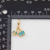 18K Gold PVD Airplane Suitcas Enamel 14K Pendant, Charm - Tarnish Resistant