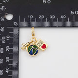 18K Gold PVD Airplane Passport Earthe Enamel 14K Pendant, Charm - Tarnish Resistant
