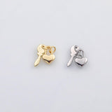 18K Gold PVD Key heart lock charm s Charms - Tarnish Resistant