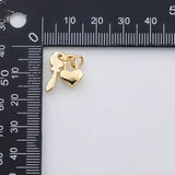18K Gold PVD Key heart lock charm s Charms - Tarnish Resistant