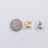 18K Gold PVD Key heart lock charm s Charms - Tarnish Resistant