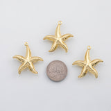 18K Gold PVD Starfish charm s Gold Charms - Tarnish Resistant