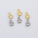 Paw charm dog paw charm 18k Gold Filled Charm Bar Bracelets and Necklaces Silver Pave CZ Minimalist Charms