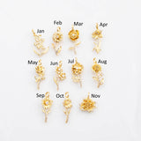 18K Gold PVD Birth Month Flower Pendant charm s Gold Charms - Tarnish Resistant