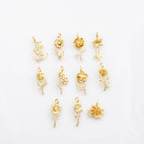 18K Gold PVD Birth Month Flower Pendant charm s Gold Charms - Tarnish Resistant