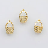 18K Gold pvd 3D Basket charm s Charms - Tarnish Resistant
