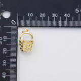 18K Gold PVD 3D Basket charm s Charms - Tarnish Resistant