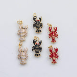 18K Gold PVD Lobster enamel charm s Gold Charms - Tarnish Resistant
